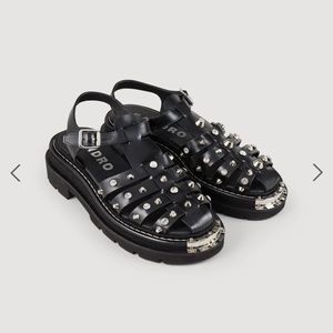 Sandro Olys Studded Leather Sandals